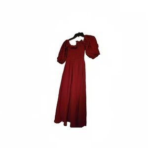 Elegant Red Puff Sleeve Dress